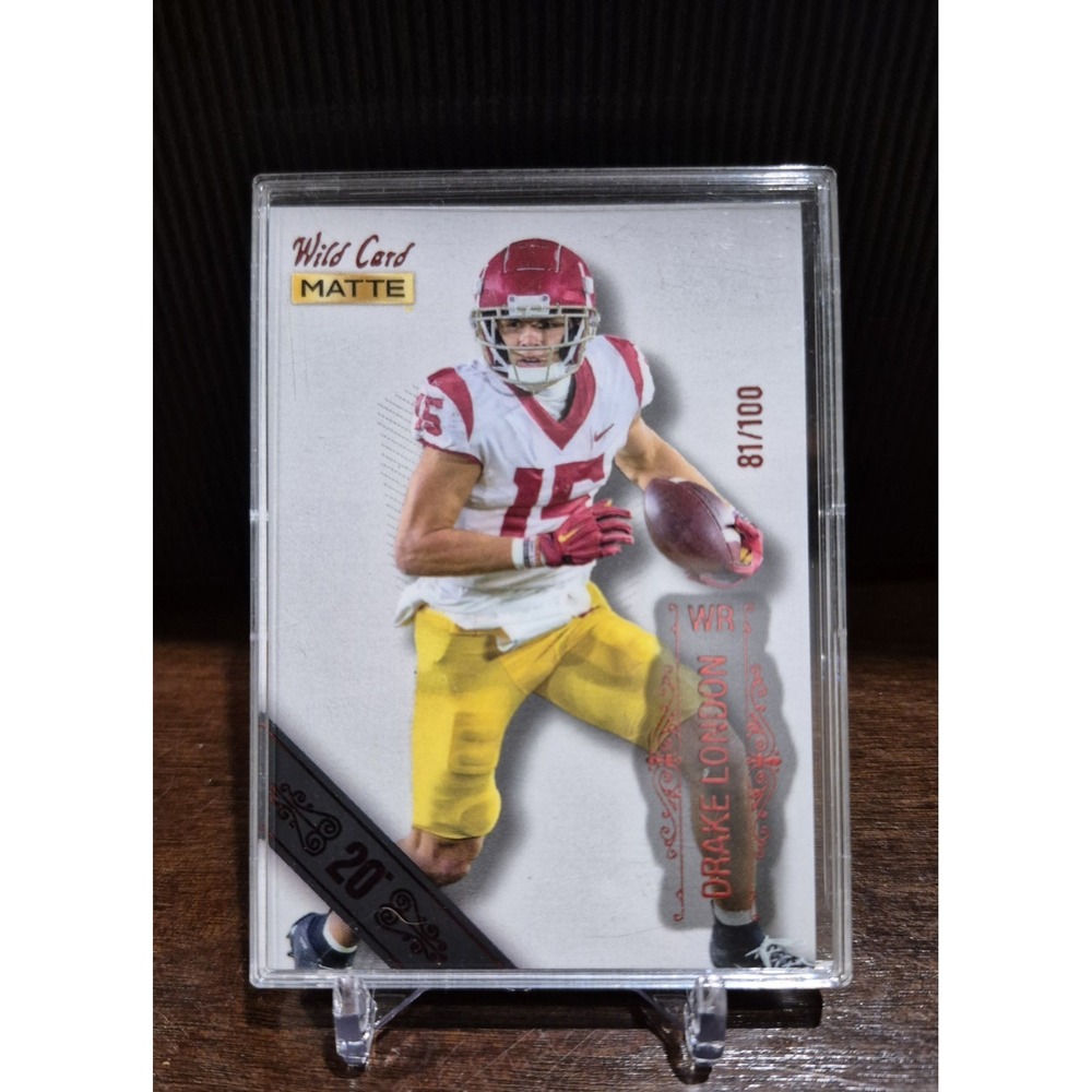 2022 Wild Card Matte Drake London #MB-41 Black 20 Stripe Red /100 Falcons